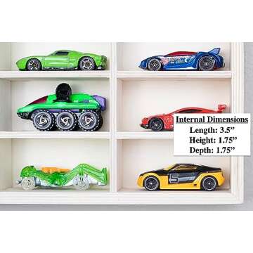 Rustic Roots Car Display Shelf - Wooden Wall Mount for Hot Wheels, Matchbox, and Diecast Case for 50 Cars