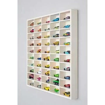 Rustic Roots Car Display Shelf - Wooden Wall Mount for Hot Wheels, Matchbox, and Diecast Case for 50 Cars