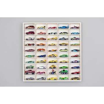 Rustic Roots Car Display Shelf - Wooden Wall Mount for Hot Wheels, Matchbox, and Diecast Case for 50 Cars