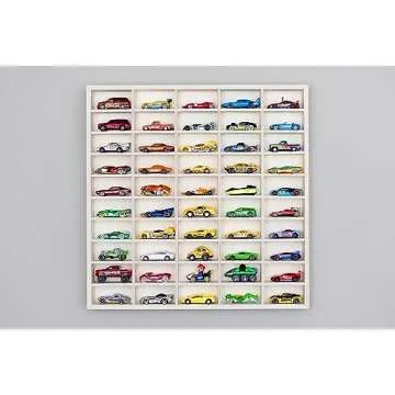 Rustic Roots Car Display Shelf - Wooden Wall Mount for Hot Wheels, Matchbox, and Diecast Case for 50 Cars