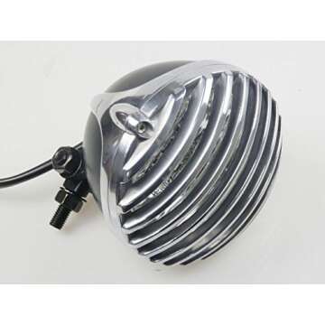 Stunning 5" Black/Chrome Scalloped Headlight for Harley Bobber