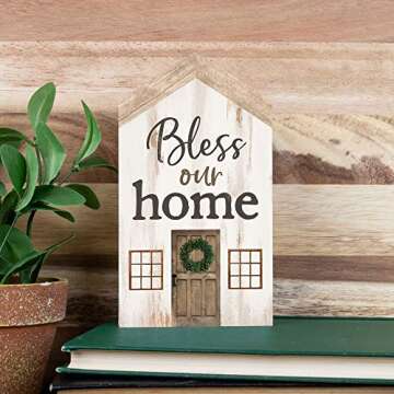 Farmhouse Chic Bless Our Home Barn Block Sign