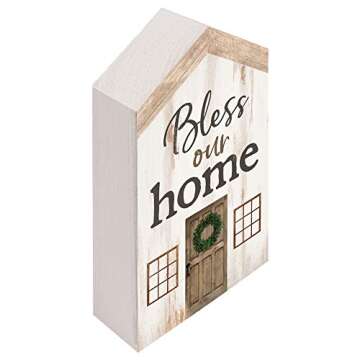 Farmhouse Chic Bless Our Home Barn Block Sign