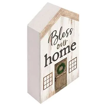 Farmhouse Chic Bless Our Home Barn Block Sign