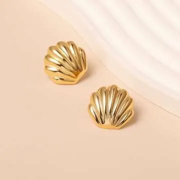 SmileBelle Gold Shell Earrings - Chic Beach Jewelry for Women