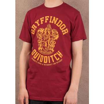 Harry Potter Gryffindor Quidditch Adult T-Shirt (Medium) Red