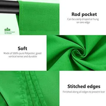 NEEWER 6x9 feet/1.8x2.8m Photo Studio 100% Pure Polyester Collapsible Backdrop Background for Photography, Video and Television (Backdrop Only) - Green