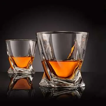 Venero Crystal Whiskey Glasses, Set of 4 Bourbon Glasses in Luxury Satin-Lined Gift Box - 10 oz Scotch Glass Tumblers - Rocks Glasses for Drinking Bourbon, Scotch Whisky, Cocktails, Cognac