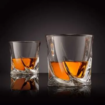 Venero Crystal Whiskey Glasses, Set of 4 Bourbon Glasses in Luxury Satin-Lined Gift Box - 10 oz Scotch Glass Tumblers - Rocks Glasses for Drinking Bourbon, Scotch Whisky, Cocktails, Cognac