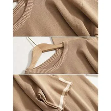 Gihuo Women Sweater Sets 2 Piece Outfits Knit Lounge Sets Short Sleeve Tops Wide Leg Pants Matching Travel Tracksuit