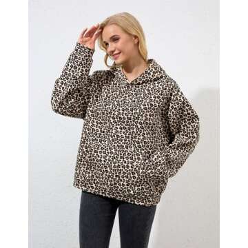Ziesexy Cheetah Print Top Leopard Print Hoodie Loose Fit Top Streetwear 2000S Pullover Sweatshirt Ch...