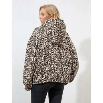 Ziesexy Cheetah Print Top Leopard Print Hoodie Loose Fit Top Streetwear 2000S Pullover Sweatshirt Cheetah Hoodie Brown