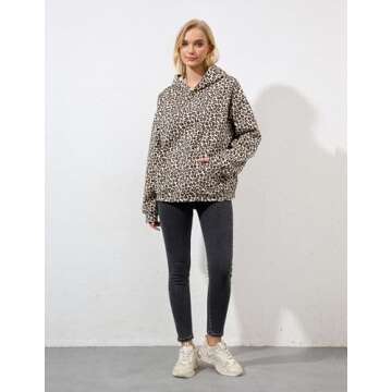 Ziesexy Cheetah Print Top Leopard Print Hoodie Loose Fit Top Streetwear 2000S Pullover Sweatshirt Cheetah Hoodie Brown