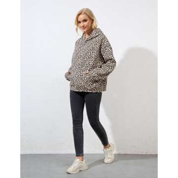 Ziesexy Cheetah Print Top Leopard Print Hoodie Loose Fit Top Streetwear 2000S Pullover Sweatshirt Cheetah Hoodie Brown