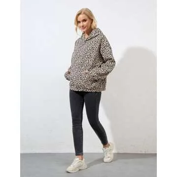 Ziesexy Cheetah Print Top Leopard Print Hoodie Loose Fit Top Streetwear 2000S Pullover Sweatshirt Cheetah Hoodie Brown