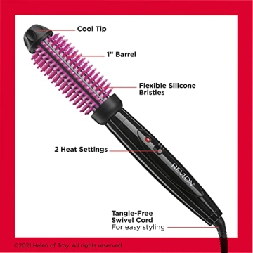 REVLON Heated Hair Styling Brush Silicone Bristles 1" Barrel