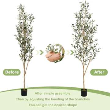 7FT Artificial Olive Tree, Tall Faux Plants with Realistic Leaves and Fruits for Home Office Decor