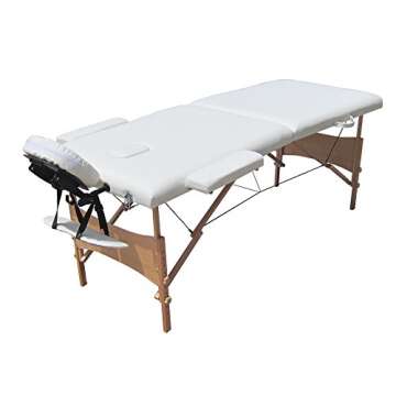 ALEKO MST2WH Cushioned 2 Section Folding Portable Facial Spa Massage Table Bed 82 Inches White