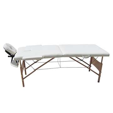 ALEKO MST2WH Cushioned 2 Section Folding Portable Facial Spa Massage Table Bed 82 Inches White