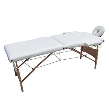 ALEKO MST2WH Cushioned 2 Section Folding Portable Facial Spa Massage Table Bed 82 Inches White