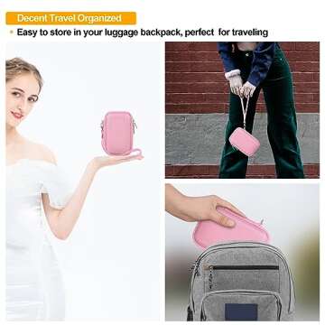 Elonbo Camera Carrying Case for Canon PowerShot G7 X / G7 X Mark II / G7 X Mark III / G9 X Mark III Digital 4K Vlogging Camera, Video Streaming Camera Travel Bag. Mesh Pocket fits Cable, Pink