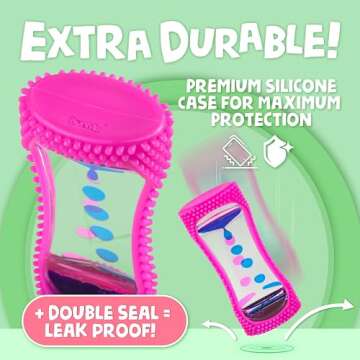 BUNMO Liquid Motion Bubbler Sensory Toy - Calming Fidget Toy for Kids & Adults, Textured Silicone Bubble Timer with Mesmerizing Liquid Flow Sensory Bottles - Small Purple