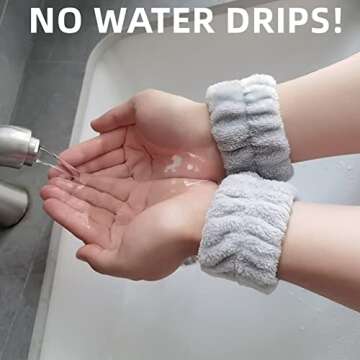 Soft & Absorbent Microfiber Wristbands for Women & Girls, Spa Scrunchies for Face Washing, Prevent W...