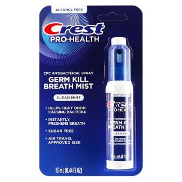 Crest Pro-Health | Portable Alcohol-Free CPC Mist with Clean Mint Flavor | Fights Odor-Causing Germs for Instant Fresh Breath - 1 Count (0.44oz) Breath Spray