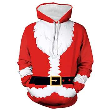 Hisayhe Men's Santa Claus Funny Sweatshirt Christmas 3D Novelty Fashion Pullover Hoodies, Colour 4, ...