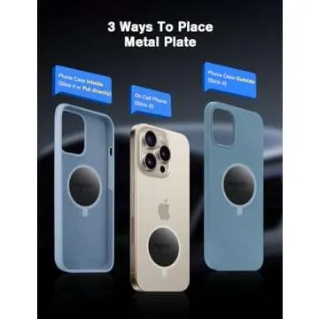 volport Mount Metal Plates Replacement 6pcs for Magnetic Phone Magnet Car Mount, 3M Strong MagicPlate Metal Disc Sticker Adhesive Round for Magnet Cell Phone Holder Grip(Pops Stand Not Included)