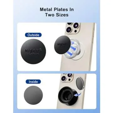 volport Mount Metal Plates Replacement 6pcs for Magnetic Phone Magnet Car Mount, 3M Strong MagicPlate Metal Disc Sticker Adhesive Round for Magnet Cell Phone Holder Grip(Pops Stand Not Included)