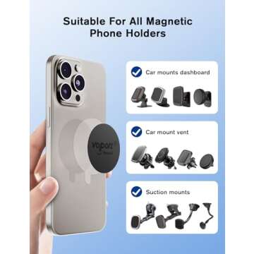 volport Mount Metal Plates Replacement 6pcs for Magnetic Phone Magnet Car Mount, 3M Strong MagicPlate Metal Disc Sticker Adhesive Round for Magnet Cell Phone Holder Grip(Pops Stand Not Included)