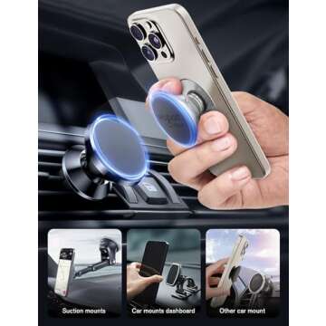 volport Mount Metal Plates Replacement 6pcs for Magnetic Phone Magnet Car Mount, 3M Strong MagicPlate Metal Disc Sticker Adhesive Round for Magnet Cell Phone Holder Grip(Pops Stand Not Included)