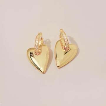 Stunning 14K Gold Plated Heart Drop Earrings Online
