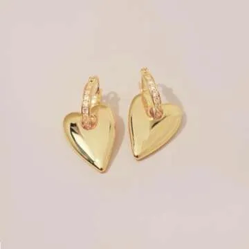 Stunning 14K Gold Plated Heart Drop Earrings Online