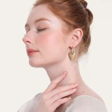 Stunning 14K Gold Plated Heart Drop Earrings Online