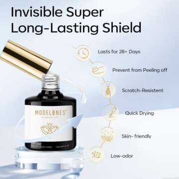 modelones Gel Nail Glue and Top Coat 15ml 4 in 1 Nail Glue Base Coat Nail Glue Kit 2Pcs for Gel Nail Polish No Wipe Top Coat High Gloss, Rhinestone Glue False Nails, Blooming Nail Art Gel