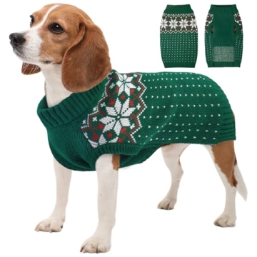 Kuoser Dog Cat Sweater, Holiday Christmas Snowflake Pet Warm Knitwear Dog Sweater Soft Puppy Clothin...