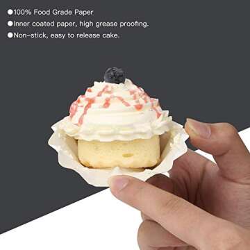 Wave White Cupcake Liners - Gifbera Standard Cupcake Wrappers, Super Greaseproof Brioche Mold Baking Cups Odorless Muffin Liners, 50 Count