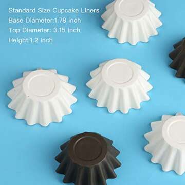 Wave White Cupcake Liners - Gifbera Standard Cupcake Wrappers, Super Greaseproof Brioche Mold Baking Cups Odorless Muffin Liners, 50 Count