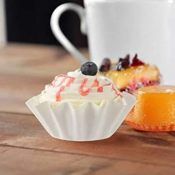 Wave White Cupcake Liners - Gifbera Standard Cupcake Wrappers, Super Greaseproof Brioche Mold Baking Cups Odorless Muffin Liners, 50 Count