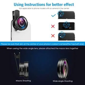 Criacr Phone Camera Lens, 0.45X Super Wide Angle Lens, 15X Macro Lens, Clip-On 2 in 1 Professional for iPhone Lens Kit for TIK Tok, Vlog, Yotube, Compatible with iPhone, Samsung, Google Pixel