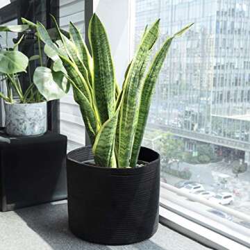 Versatile INDRESSME Black Cotton Rope Storage Basket 15.8"x15.8"