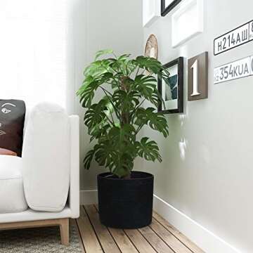 Versatile INDRESSME Black Cotton Rope Storage Basket 15.8"x15.8"