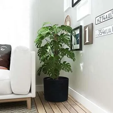 Versatile INDRESSME Black Cotton Rope Storage Basket 15.8"x15.8"