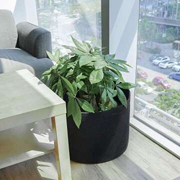 Versatile INDRESSME Black Cotton Rope Storage Basket 15.8"x15.8"