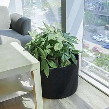 Versatile INDRESSME Black Cotton Rope Storage Basket 15.8"x15.8"