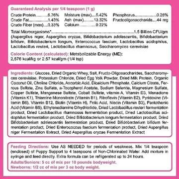 Dogzymes Fading Puppy Support Probiotics Prebiotics Enzymes Glucose Electrolytes Vitamins Minerals Mix 1 to 16 with Water (3 Ounce)