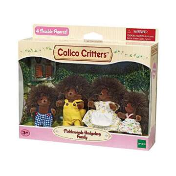 Calico Critters Pickleweeds Hedgehog Family - Set of 4 Collectible Doll Figures for Children Ages 3+
