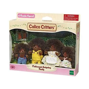 Calico Critters Pickleweeds Hedgehog Family - Set of 4 Collectible Doll Figures for Children Ages 3+